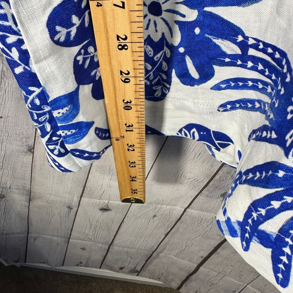 Farm Rio Floral Birds Off White Sleeveless Mini Dress Blue White Linen Blend S - Picture 8 of 13